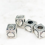 10mm Pewter Heart Cube Bead - 4 Pack - Christine White Style