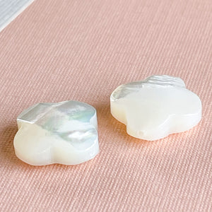 14mm Grade A White Mother of Pearl Faceted Quatrefoil - 2 Pack