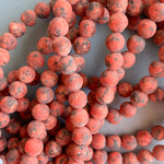 8mm Red Spotted Dyed Jade Rounds Strand