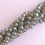 10mm Mirrored Gray Crystal Rondelle Strand