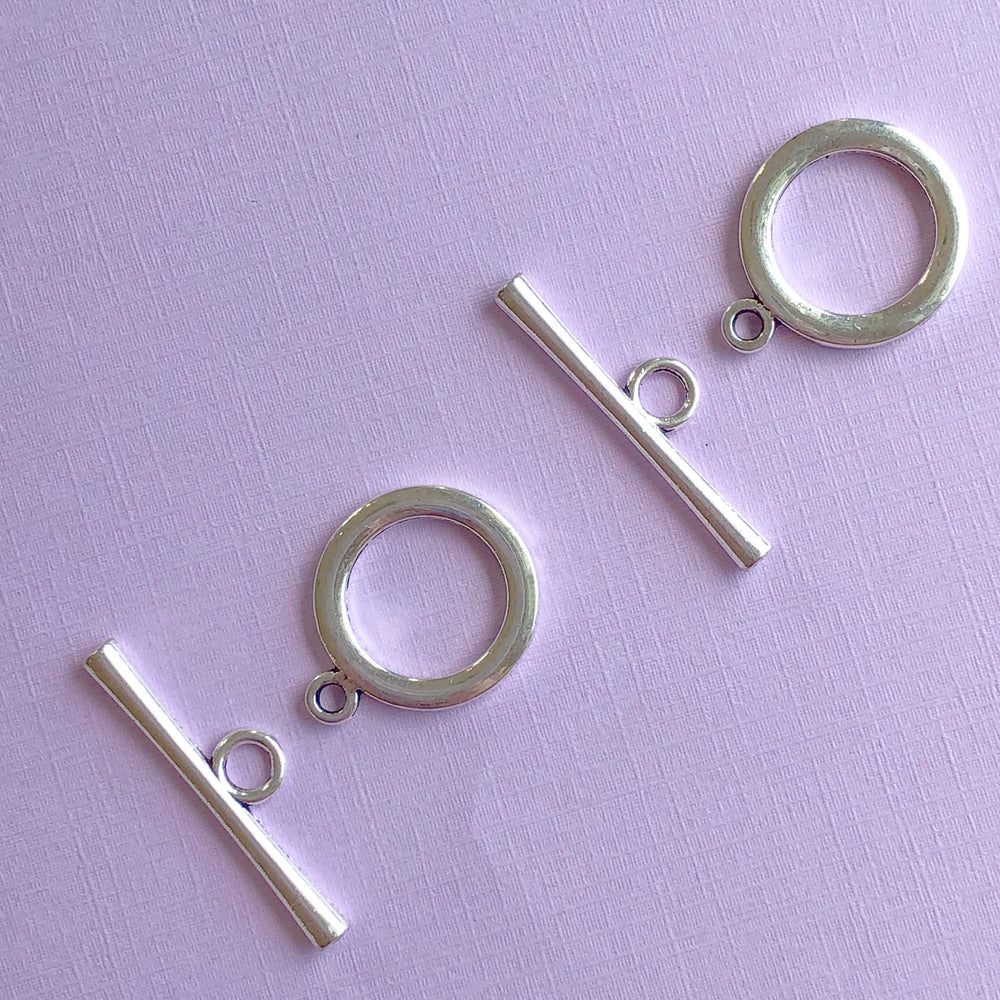 35mm Distressed Silver Toggle Clasp - 2 Pack