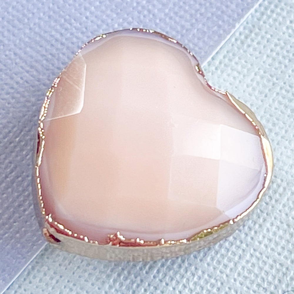 16mm Peachy Pink Faceted Crystal Bezel Heart - 3 Pack