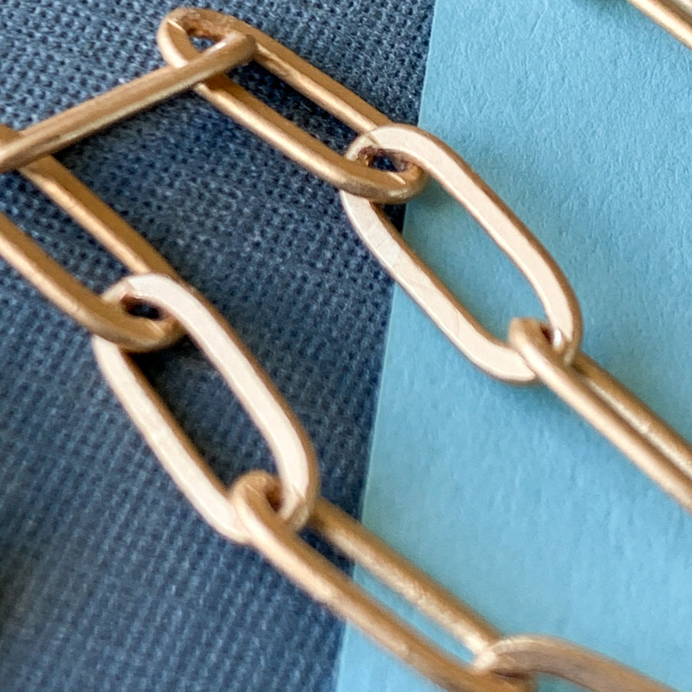 11mm Brushed Gold Plated Paperclip Chain