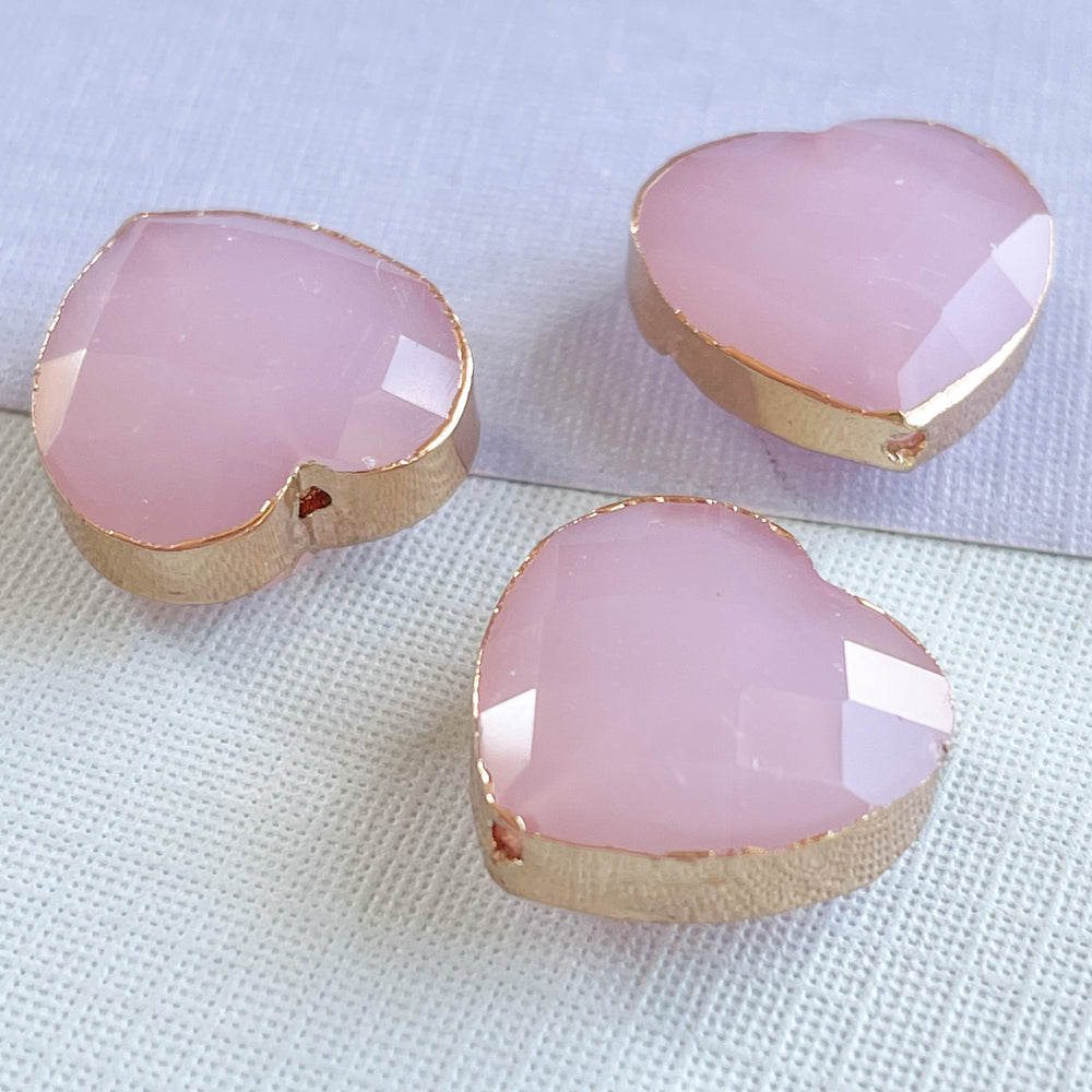 16mm Lilac Faceted Crystal Bezel Heart - 3 Pack