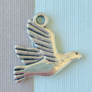 19mm Silver Pewter Dove Charm - 4 Pack