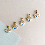 13mm White + Blue Long Lash Evil Eye Charm