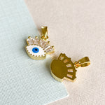 13mm White + Blue Long Lash Evil Eye Charm