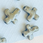 14mm Antique Bronze Organic Cross Bead - 6 Pack