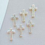 16mm Silver Pewter Etched Cross Bead - 6 Pack