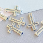 16mm Silver Pewter Etched Cross Bead - 6 Pack