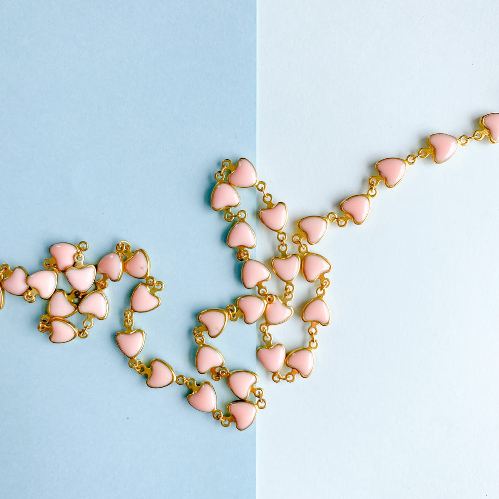 8mm Peach Heart Gold Chain