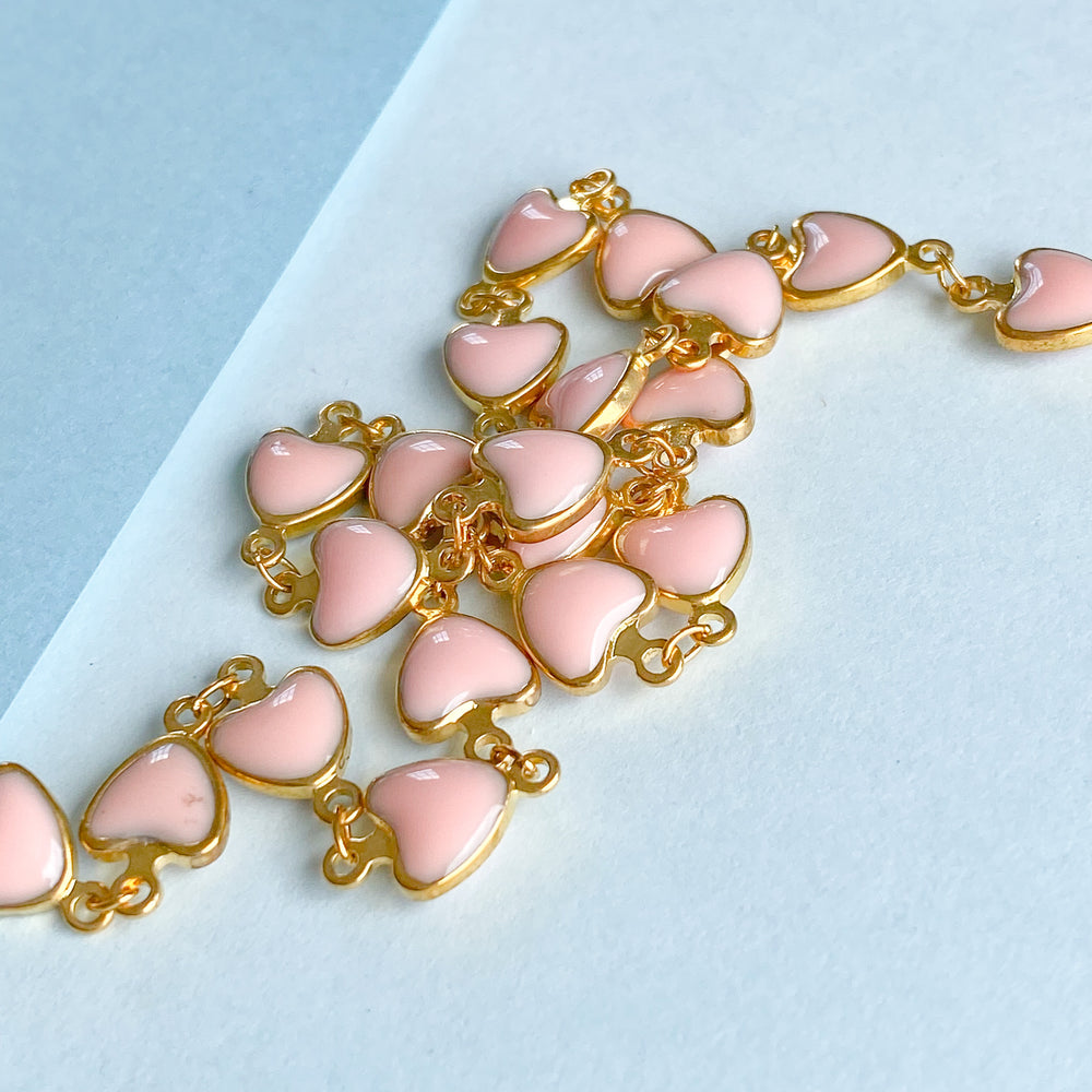 8mm Peach Heart Gold Chain