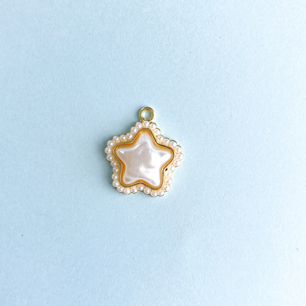 22mm Gold Pearlized Star Charm - 2 Pack