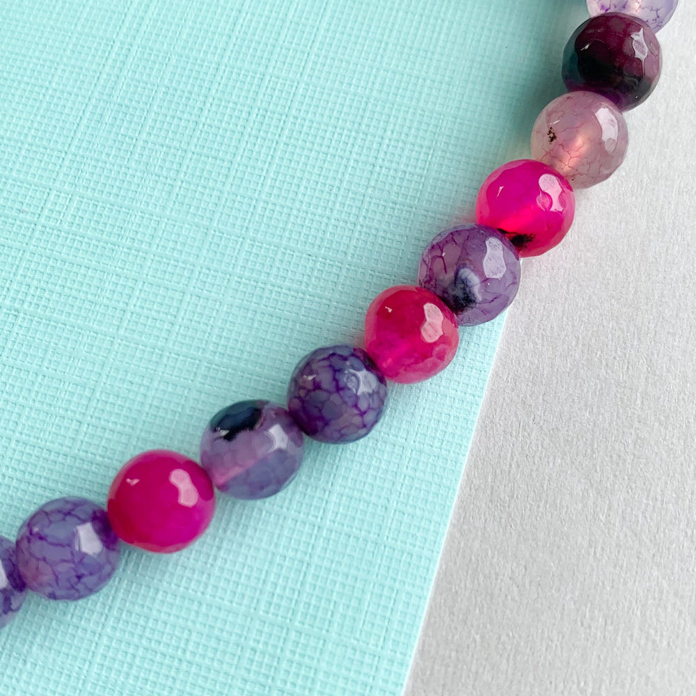 8mm Petunia Agate Faceted Round Strand