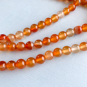 8mm Smooth Brick Agate Round Strand