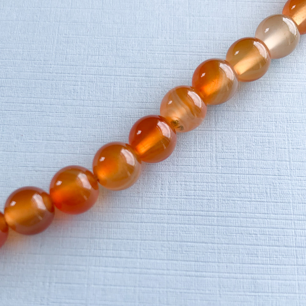 8mm Smooth Brick Agate Round Strand