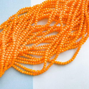 4mm Opaque Orange Faceted Chinese Crystal Rondelle Strand