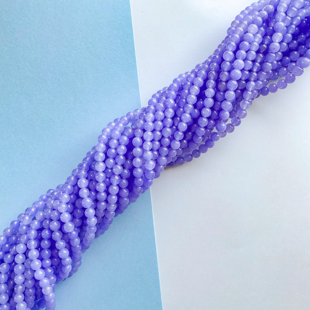 6mm Smooth Periwinkle Dyed Jade Round Strand