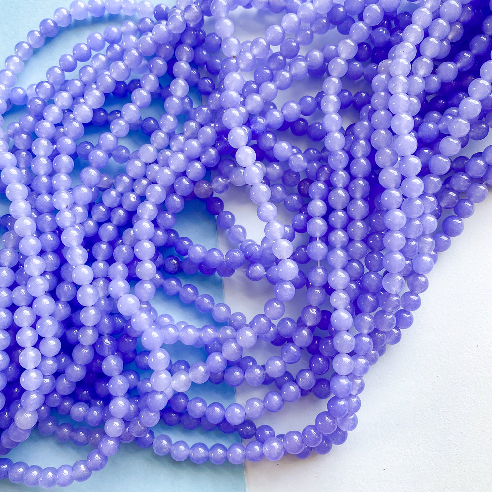 6mm Smooth Periwinkle Dyed Jade Round Strand