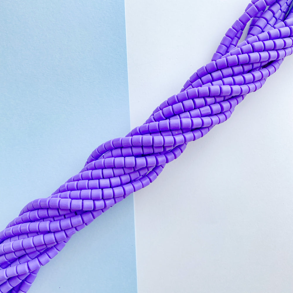 6mm Purple Polymer Clay Barrel Strand