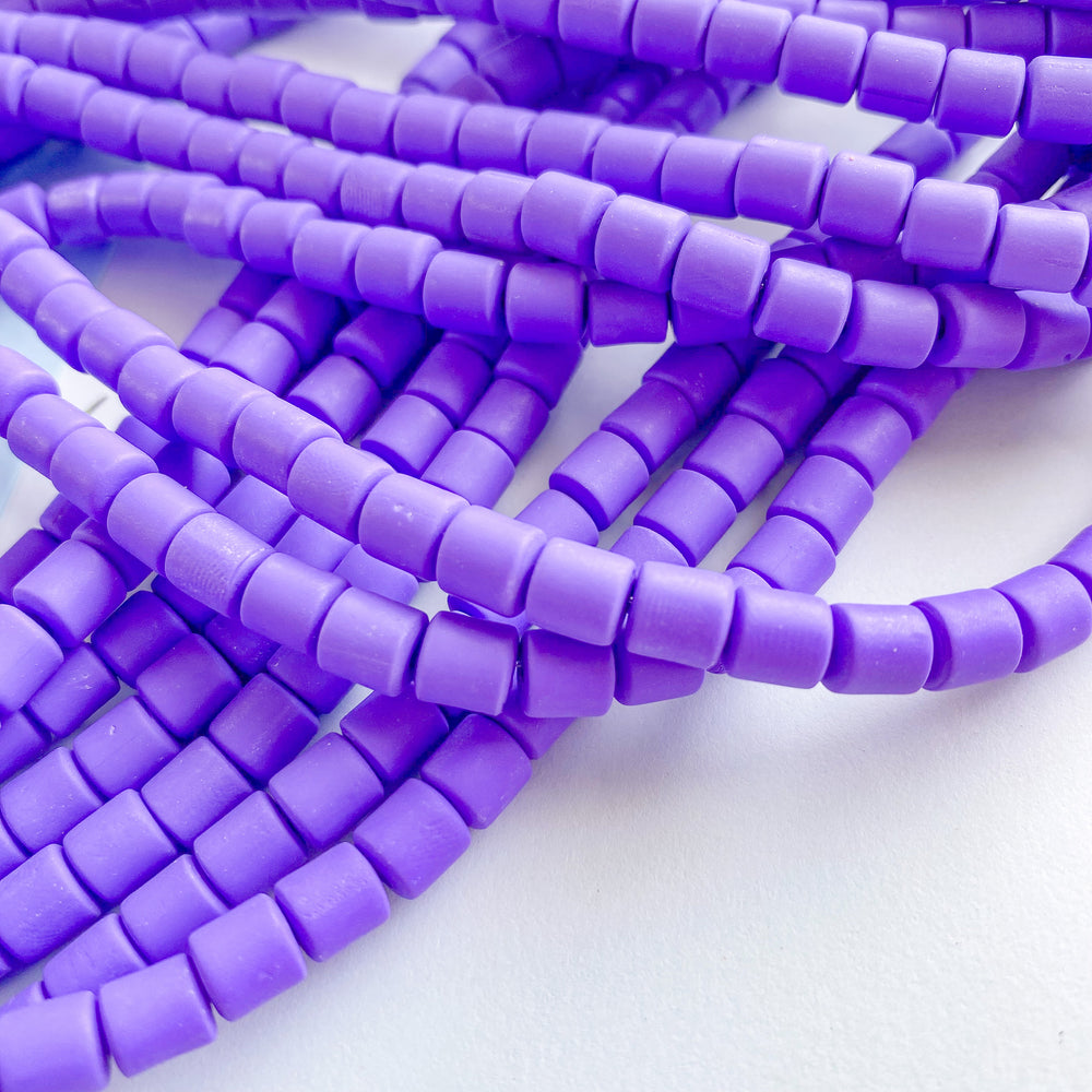 6mm Purple Polymer Clay Barrel Strand