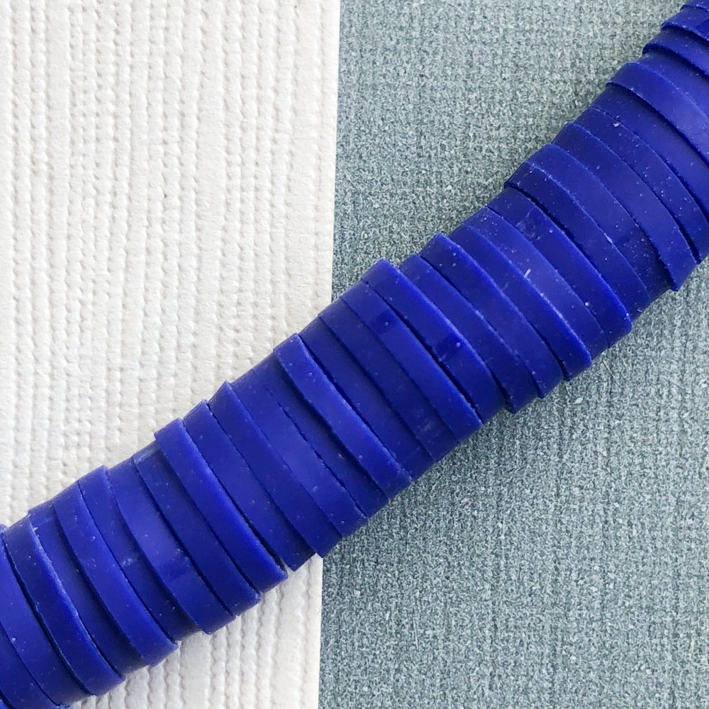 8mm Blue Pantsuit Polymer Clay Heishi Strand