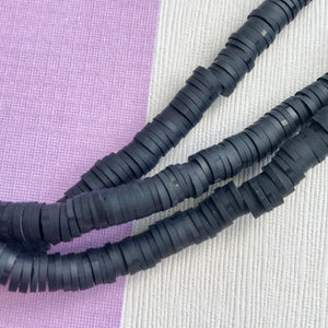 6mm Black Polymer Clay Heishi Strand