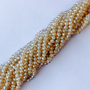 6mm Diamond Finish Honey Crystal Rondelle Strand