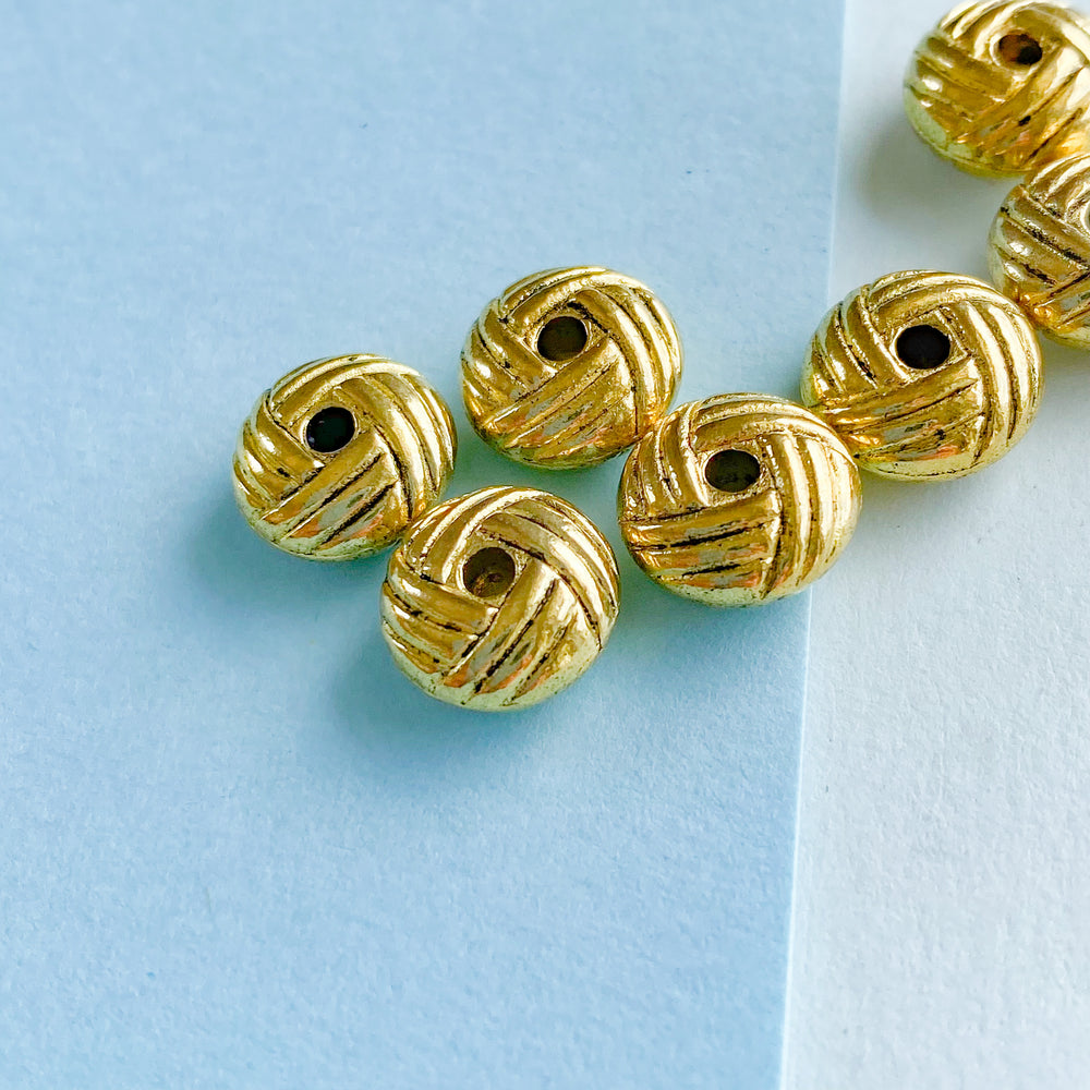 10mm Gold Knot Rondelle Bead - 8 Pack