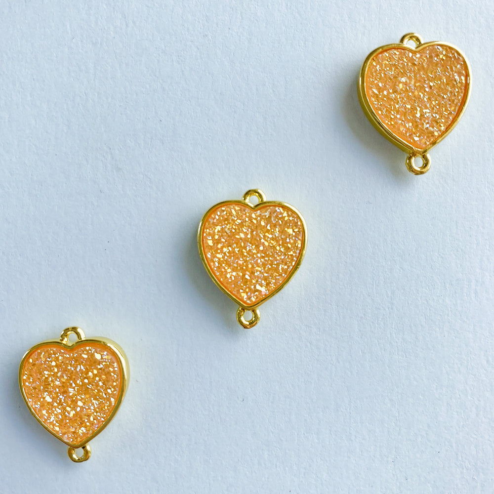 20mm Peach Druzy Heart Connector