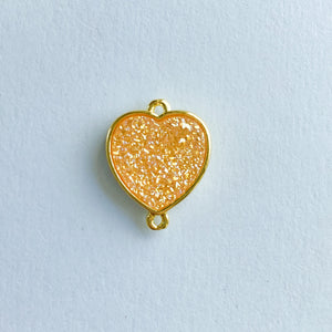 20mm Peach Druzy Heart Connector