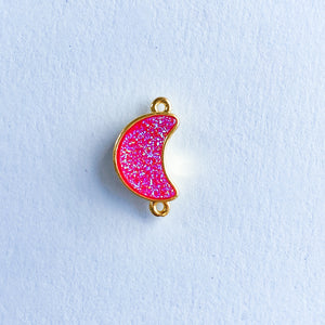 18mm Hot Pink Moon Druzy Connector