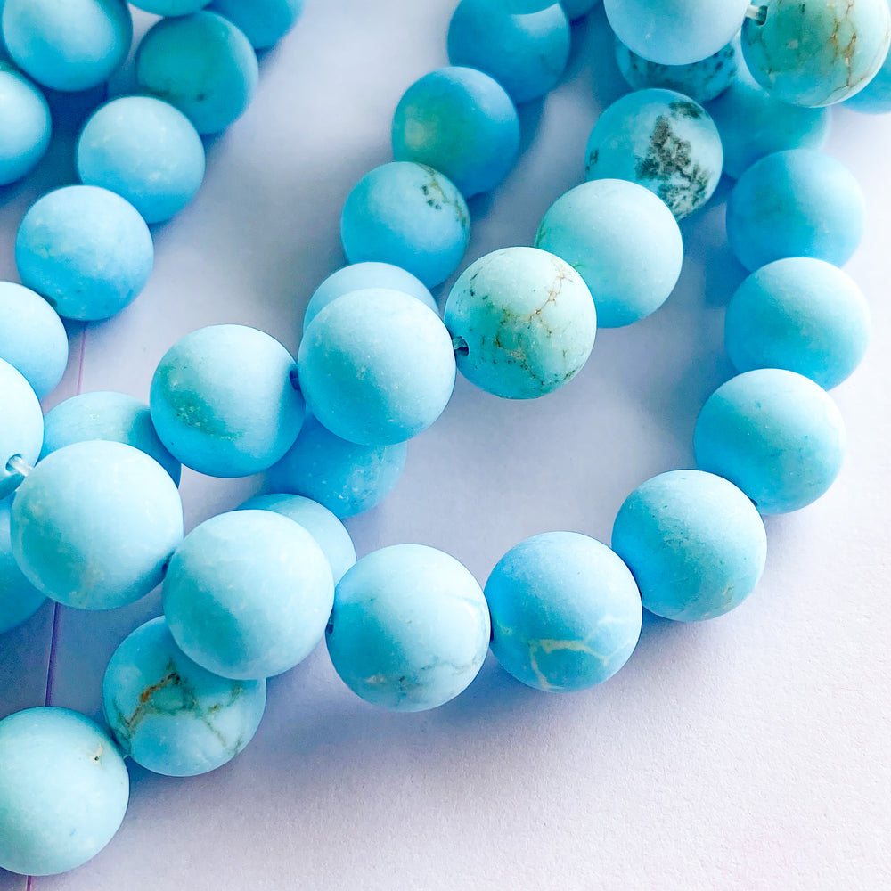 12mm Matte Turquoise Howlite Round Strand