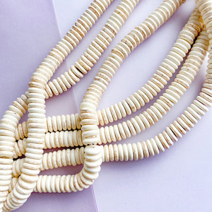 12mm Cream Magnesite Disc Bead Strand