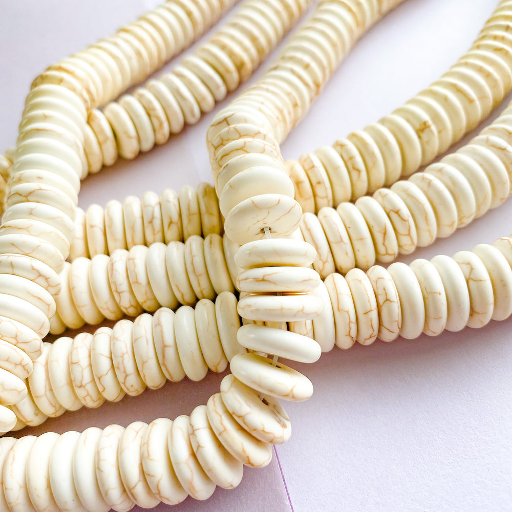 12mm Cream Magnesite Disc Bead Strand