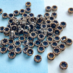 6mm Rhinestone Crystal Rondelle Matte Antique Bronze - 100 Pack