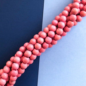 8mm Pink Wood Rounds Strand - Beads, Inc.