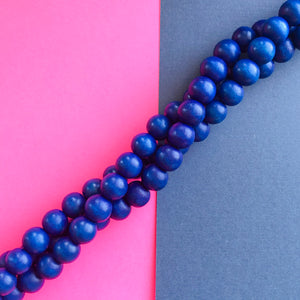 10mm Royal Blue Wood Round Strand