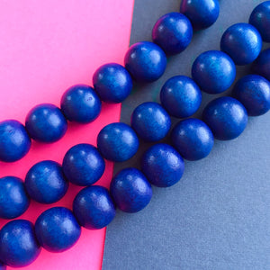 10mm Royal Blue Wood Round Strand