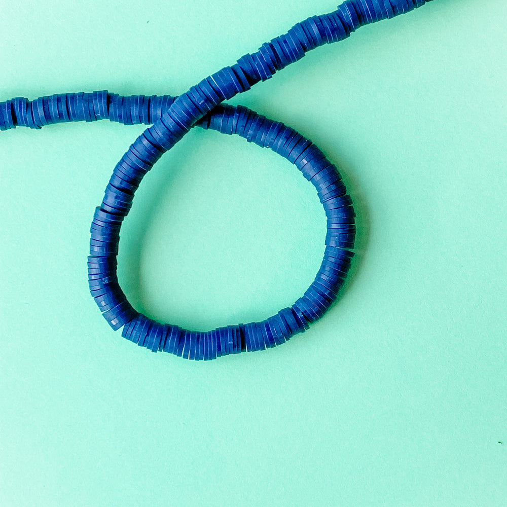 6mm Navy Blue Polymer Clay Heishi Strand