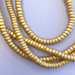 8mm Gold Wood Rondelle Strand - Christine White Style