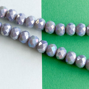 8mm Iridescent Lilac Faceted Chinese Crystal Rondelle Strand