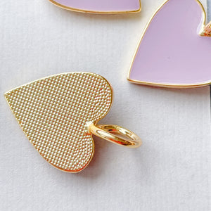 14mm Lavender Enamel Gold Heart Pendant