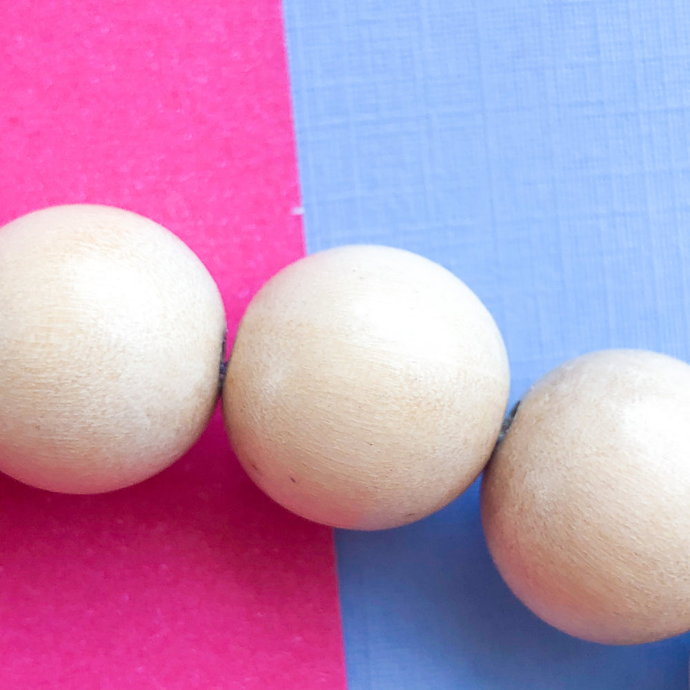 16mm Beige Wood Rounds Strand