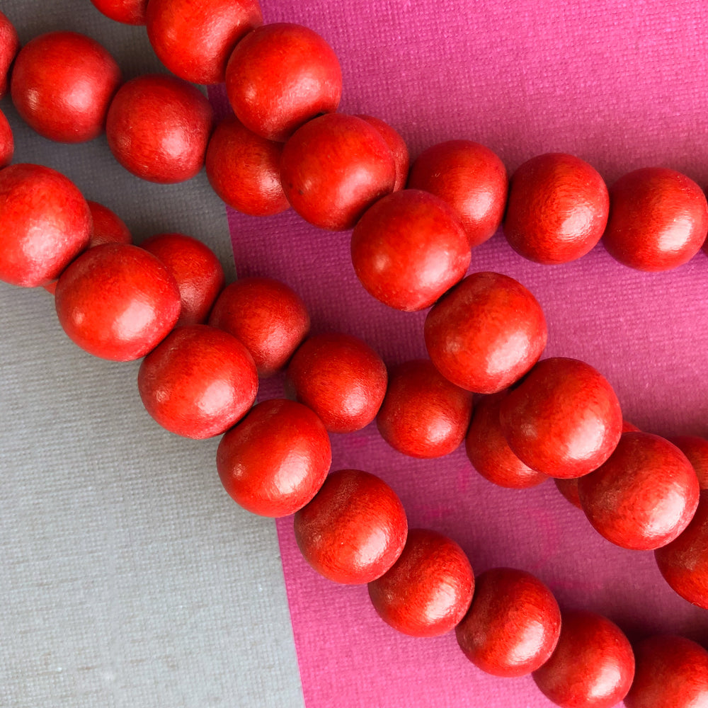 10mm Deep Orange Wood Round Strand