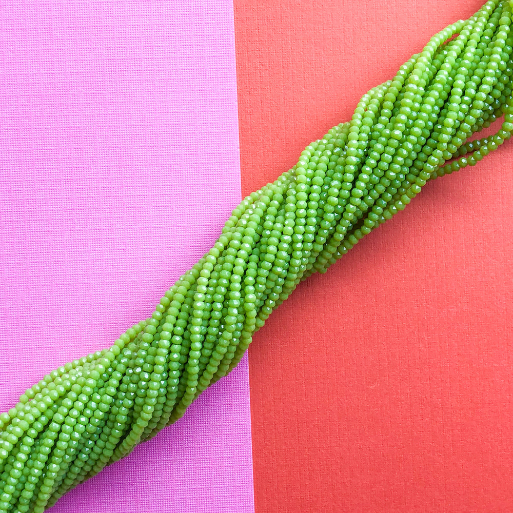 2mm Chartreuse Faceted Chinese Crystal Rondelle Strand