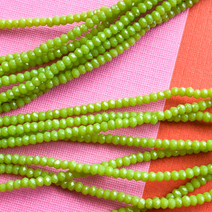 2mm Chartreuse Faceted Chinese Crystal Rondelle Strand