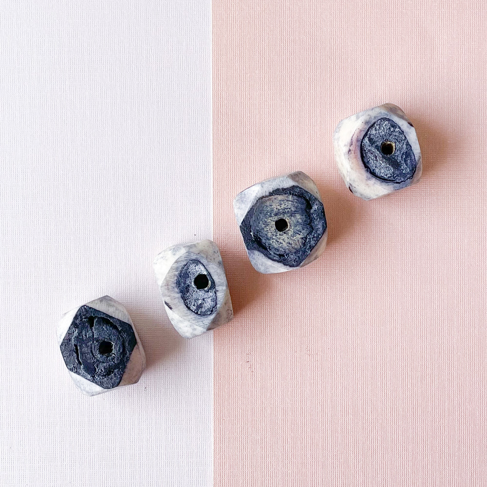 22mm Faceted Indigo Bone Rondelle - 4 Pack