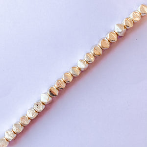 10mm Brushed Gold Puffed Cube Strand