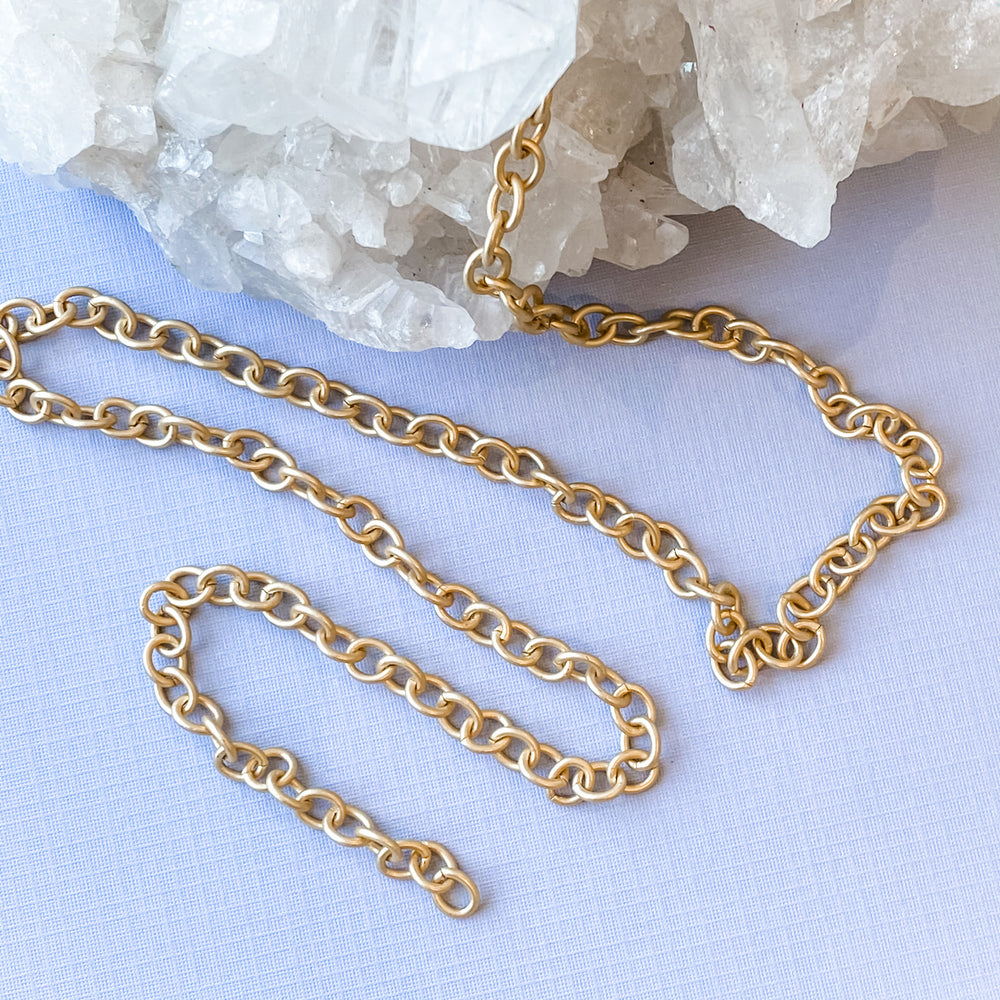 8mm Brushed Gold Cable Link Chain